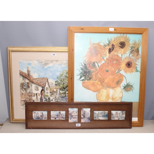 463 - Original framed watercolour of a village scene with milk maid titled 'Fresh Milk', signed bottom lef... 