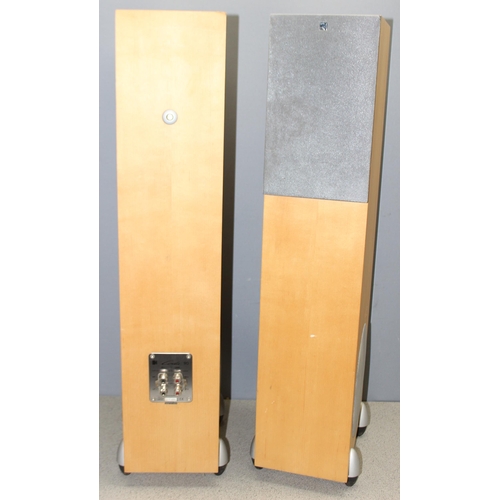 756 - A pair of KEF Coda 90 floor-standing speakers recommended for use with a 10-125W amplifier, approx 2... 