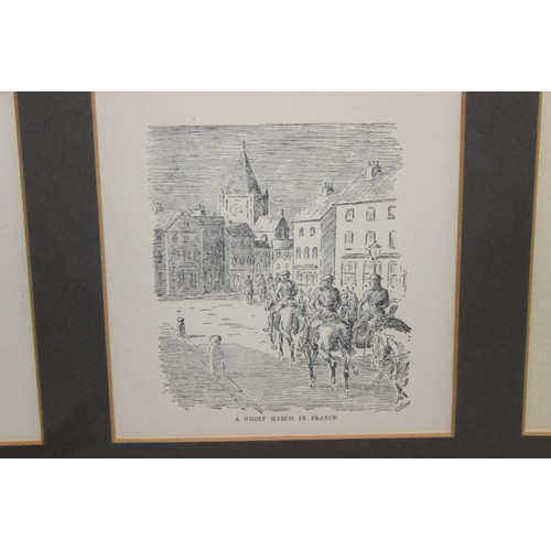 455 - A framed set of 4 WWI related prints, 2 after C. Shaw, approx 89cm x 36cm and a further print after ... 