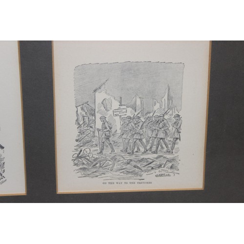 455 - A framed set of 4 WWI related prints, 2 after C. Shaw, approx 89cm x 36cm and a further print after ... 