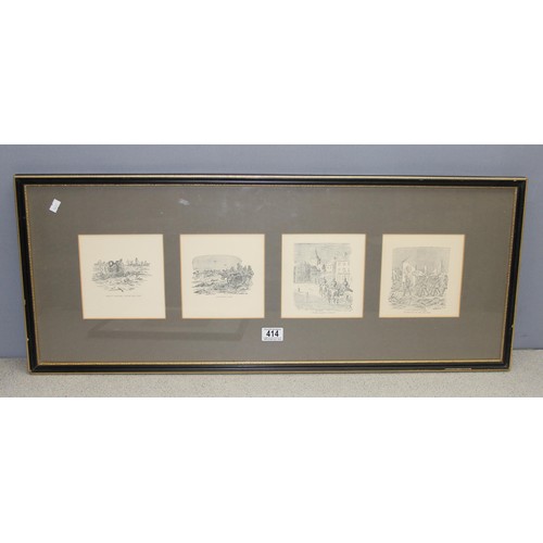 455 - A framed set of 4 WWI related prints, 2 after C. Shaw, approx 89cm x 36cm and a further print after ... 