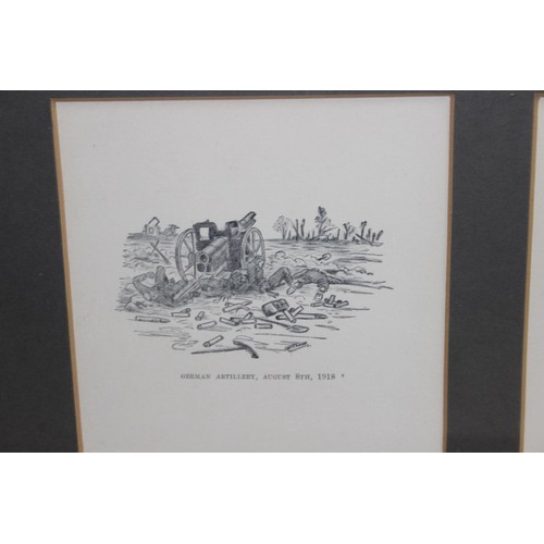 455 - A framed set of 4 WWI related prints, 2 after C. Shaw, approx 89cm x 36cm and a further print after ... 