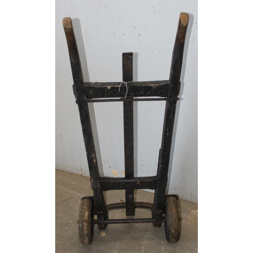 820 - Vintage wooden sack barrow, approx 104cm tall