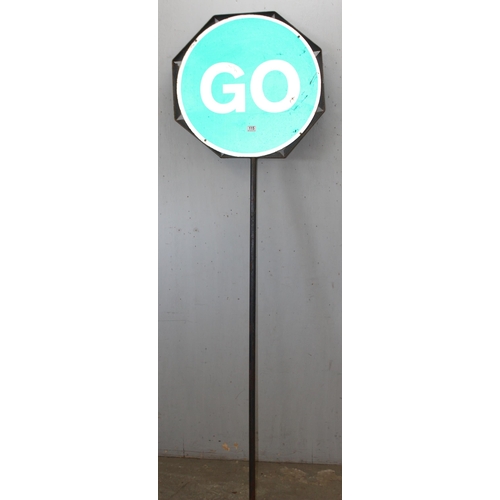 823 - A vintage stop/go sign, approx 211cm tall