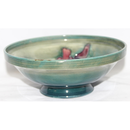 1604G - Moorcroft pottery footed bowl in the Orchid pattern (af), approx 17cm diam