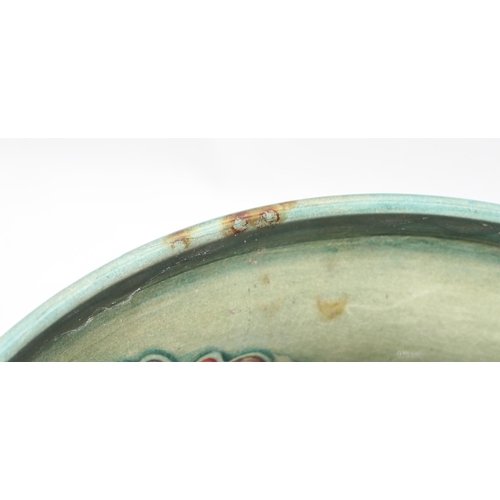 1604G - Moorcroft pottery footed bowl in the Orchid pattern (af), approx 17cm diam