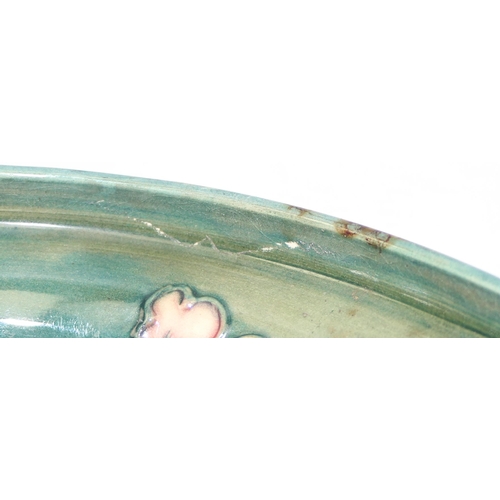 1604G - Moorcroft pottery footed bowl in the Orchid pattern (af), approx 17cm diam