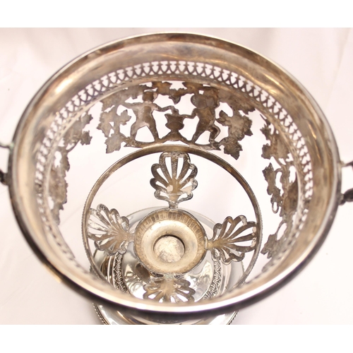 1001 - An interesting antique silver dish or table centrepiece with lid and blue glass liner, marked indist... 