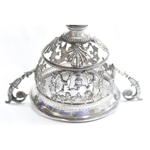 1001 - An interesting antique silver dish or table centrepiece with lid and blue glass liner, marked indist... 