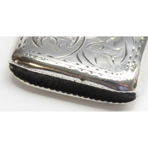 1006 - An antique silver vesta case with engraved decoration, Birmingham 1916 by Joseph Gloster Limited, ap... 