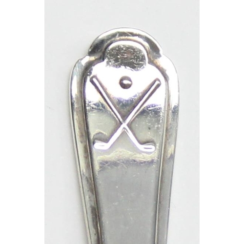 1019 - A boxed set of 6 vintage silver teaspoons with golf related terminals, all marked for Sheffield 1933... 