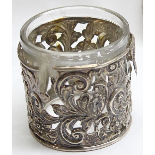 1020C - A silver covered jar, marked for Chester 1899 and a 19th century German silver server by Brahmfeld &... 