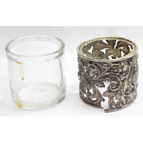 1020C - A silver covered jar, marked for Chester 1899 and a 19th century German silver server by Brahmfeld &... 