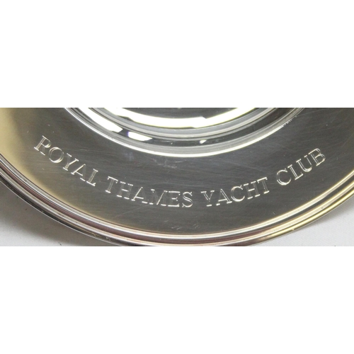 1023 - A boxed silver Armada dish engraved for the Royal Thames Yacht Club, marks for Sheffield 1998 by Car... 