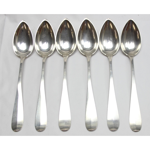 1031 - A set of 6 .800 silver serving spoons, unknown hallmarks but XRF testing approx 82% silver, each app... 