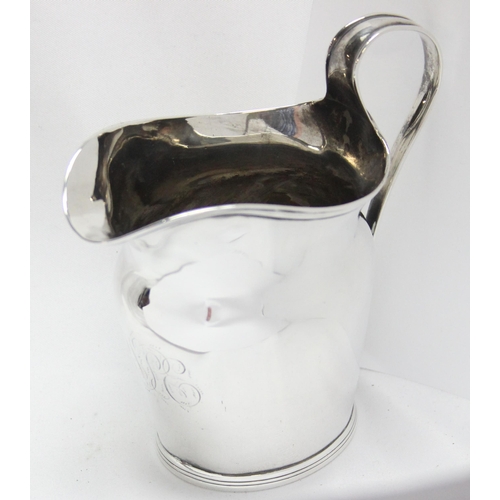 1047 - A Georgian silver cream jug of helmet form, London 1796, makers mark rubbed, approx 10cm tall, appro... 