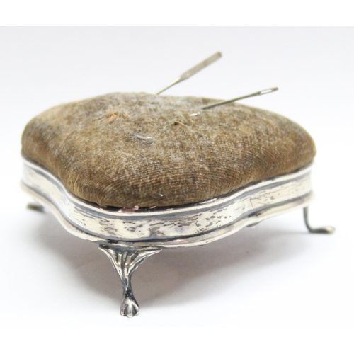 1051 - An antique silver mounted pin cushion, marked for Birmingham 1911 by Charles Edwin Turner, approx 7c... 