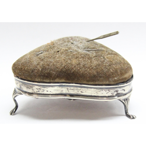 1051 - An antique silver mounted pin cushion, marked for Birmingham 1911 by Charles Edwin Turner, approx 7c... 