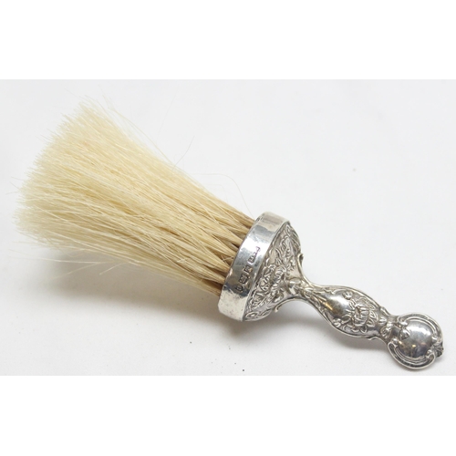 1057 - An antique silver mounted crumb brush, Birmingham 1902 and 4 silver mounted items to inc an atomiser... 