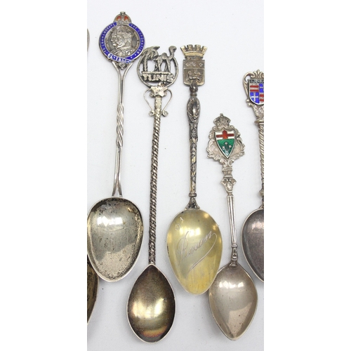 1067 - Qty of assorted silver collectors spoons, some with enamel decoration, most with marks and all XRF t... 