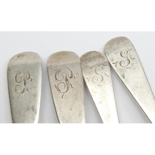 1084 - 4 assorted Georgian silver teaspoons, various dates and makers, approx 66.87g gross