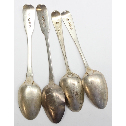 1084 - 4 assorted Georgian silver teaspoons, various dates and makers, approx 66.87g gross