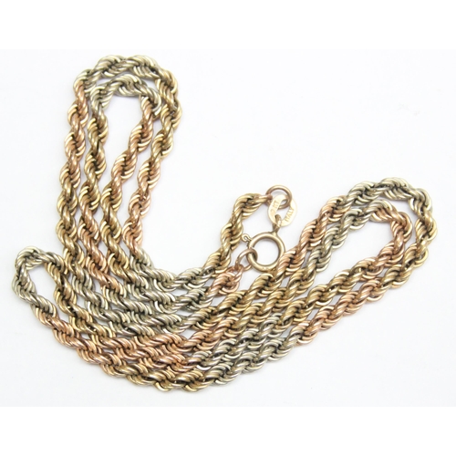 1110M - A 9ct gold twisted rope chain link necklace, Italian marks and XRF confirmed, approx 46cm long, appr... 