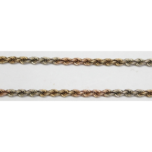 1110M - A 9ct gold twisted rope chain link necklace, Italian marks and XRF confirmed, approx 46cm long, appr... 