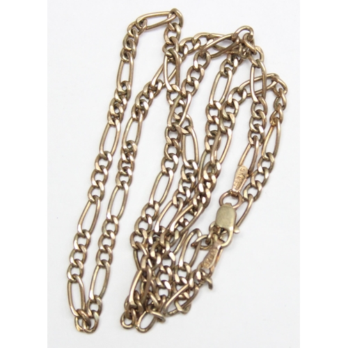 1110N - A vintage 9ct gold Italian made Figaro link necklace, marked and XRF confirmed, approx 46cm long, ap... 