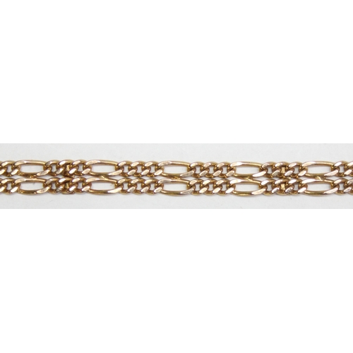 1110T - An Italian 9ct gold double Figaro link bracelet with flat Lobster claw clasp, marked and XRF confirm... 