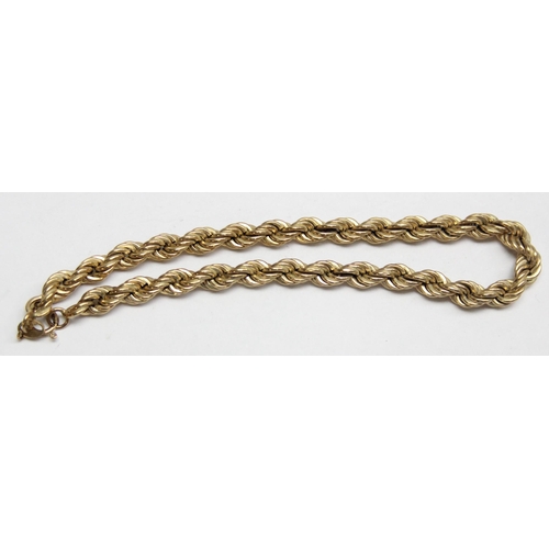 1110U - A vintage Italian 9ct gold rope twist bracelet, marked and XRF confirmed, approx 21cm long, approx 4... 