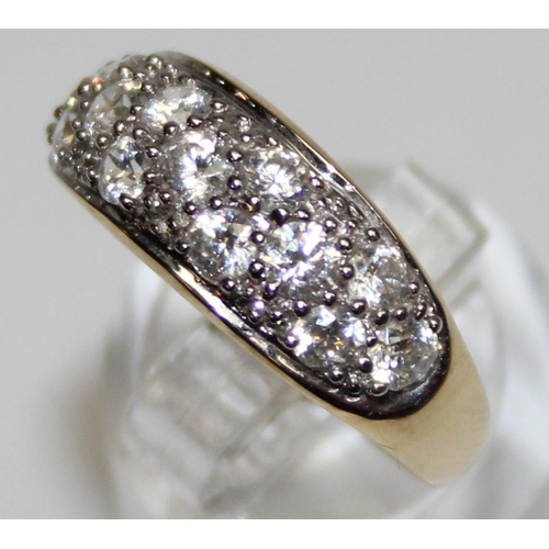 1110G - A 14ct gold and white stone pave set ring, marked and XRF confirmed, approx size P, approx 2.92g gro... 