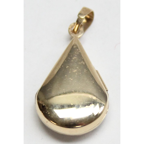 1190Q - An Italian white and yellow gold teardrop shaped locket, marked and XRF confirmed, approx 25mm tall,... 