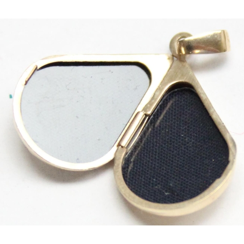 1190Q - An Italian white and yellow gold teardrop shaped locket, marked and XRF confirmed, approx 25mm tall,... 