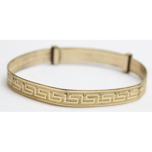 1190T - A vintage rolled gold expanding bracelet with Greek Key design