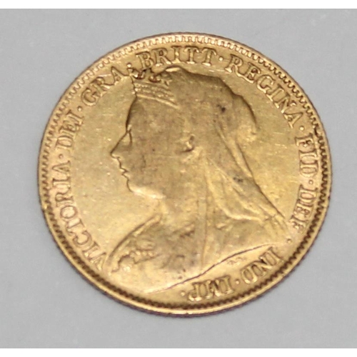 1200 - Queen Victoria 1897 22ct gold half sovereign coin, London mint