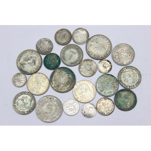 1205 - Qty of assorted mixed world and British coins, all with silver content, approx 122.09g gross