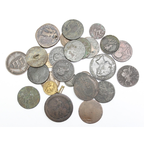 1233 - Qty of assorted antique and later copper coins, tokens and medallions etc to inc a miniature Mercant... 