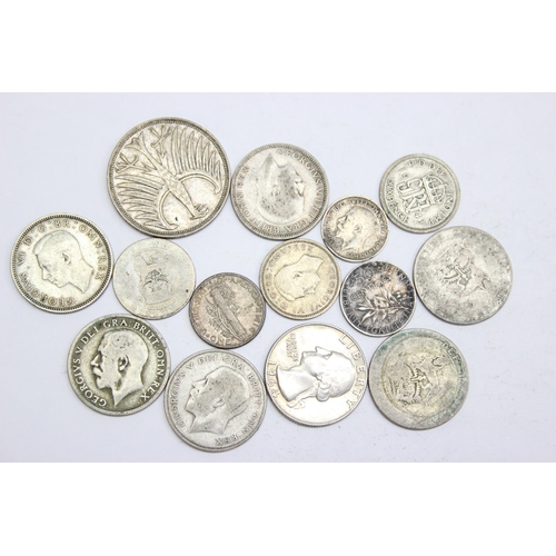 1241 - Qty of assorted mixed world and British coins, all with silver content, approx 64.21g gross