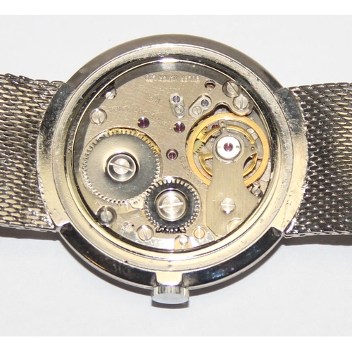 1333 - A retro Buler wristwatch with silver plated Flatmaster mesh strap and mechanical movement, the case ... 