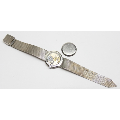 1333 - A retro Buler wristwatch with silver plated Flatmaster mesh strap and mechanical movement, the case ... 