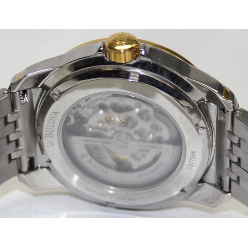 1343 - A Bulova 21 jewels Automatic 98A101 wrist watch with automatic movement skeleton escapement and bato... 