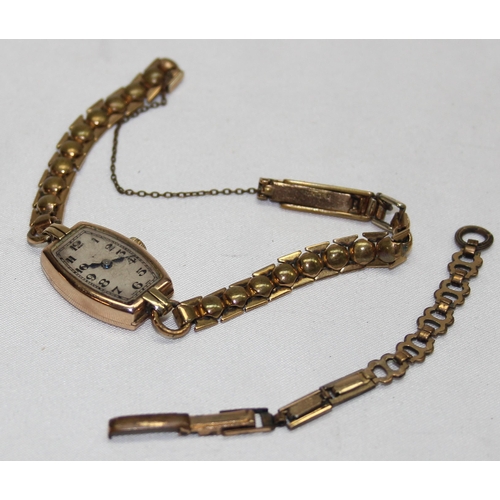 1357 - An early 20th century 9ct gold cased with rolled gold strap and a further rolled gold spare strap, c... 