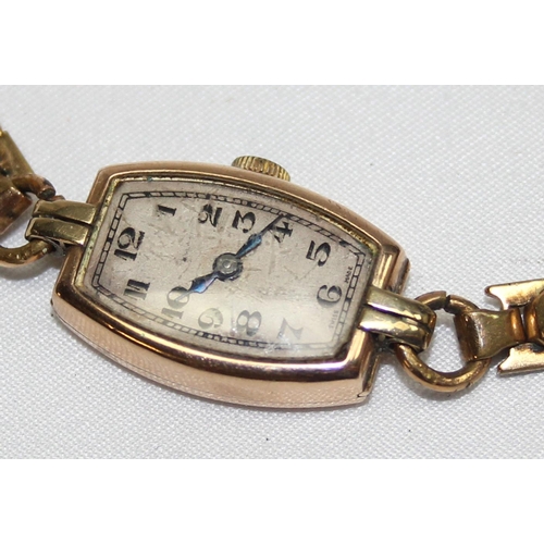 1357 - An early 20th century 9ct gold cased with rolled gold strap and a further rolled gold spare strap, c... 