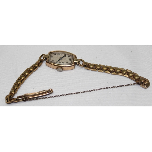 1357 - An early 20th century 9ct gold cased with rolled gold strap and a further rolled gold spare strap, c... 