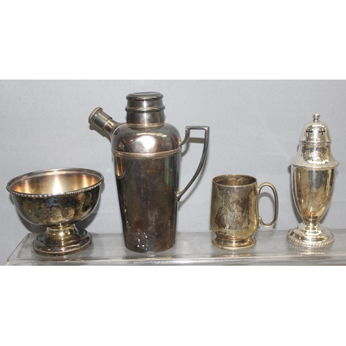 1020n - Qty of assorted mixed antique and later silver plate and pewter items to inc an Art Deco period silv... 