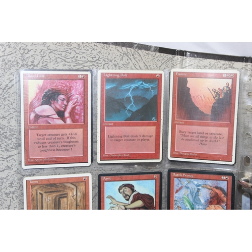 1593 - Single owner collection - A folder of red Magic the Gathering cards in plastic sleeves mostly from t... 