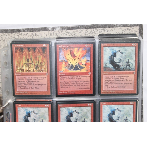 1593 - Single owner collection - A folder of red Magic the Gathering cards in plastic sleeves mostly from t... 