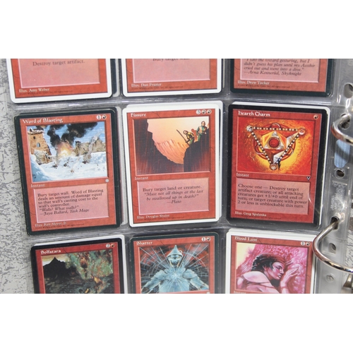 1593 - Single owner collection - A folder of red Magic the Gathering cards in plastic sleeves mostly from t... 