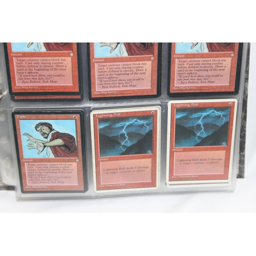 1593 - Single owner collection - A folder of red Magic the Gathering cards in plastic sleeves mostly from t... 